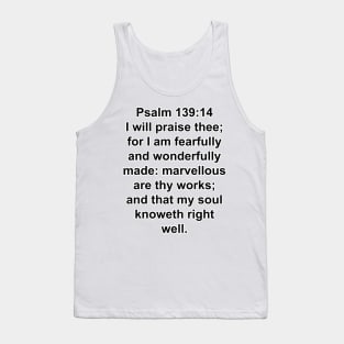 Psalm 139:14 King James Version Bible Verse Typography Tank Top